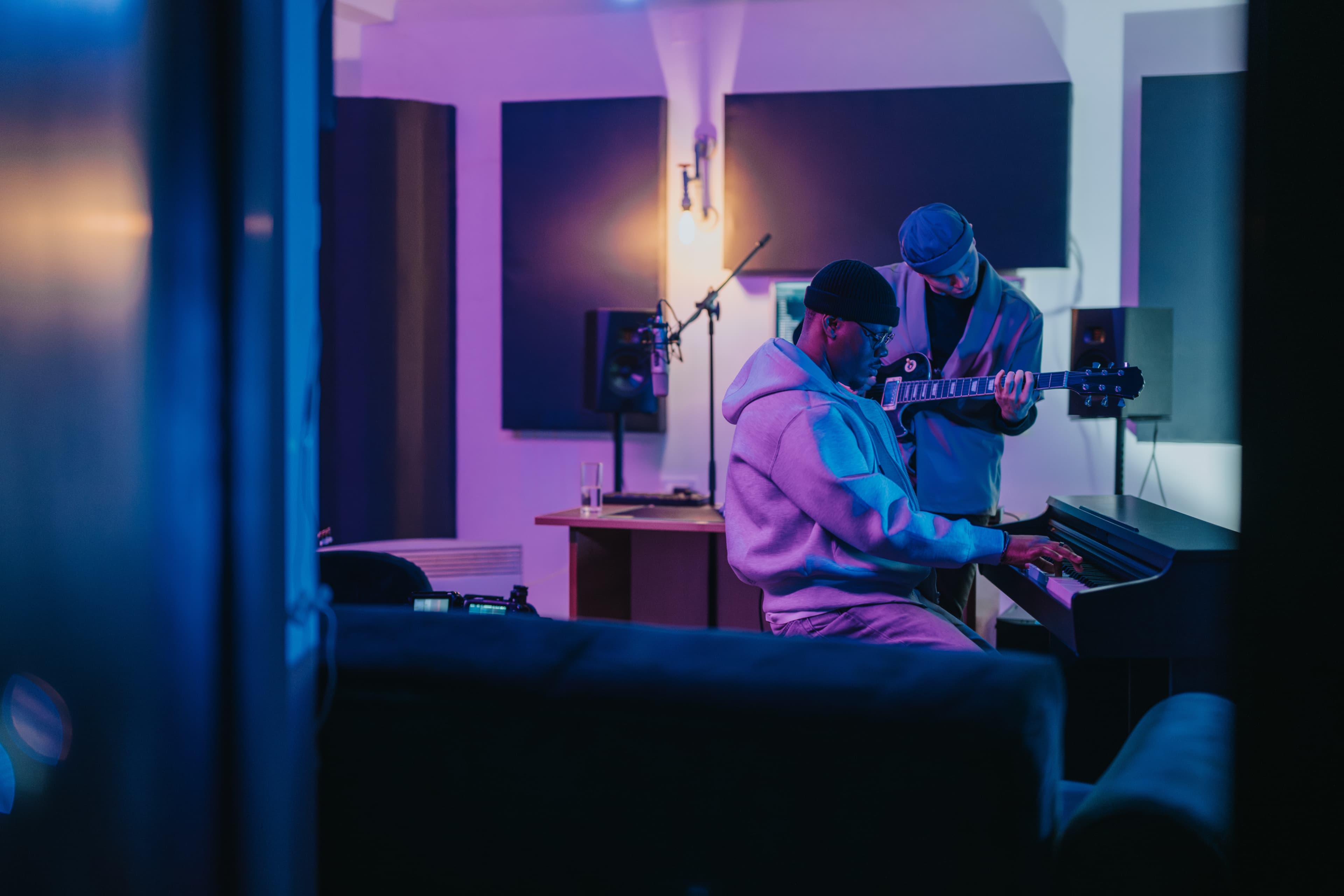 Studio musicians collaborating